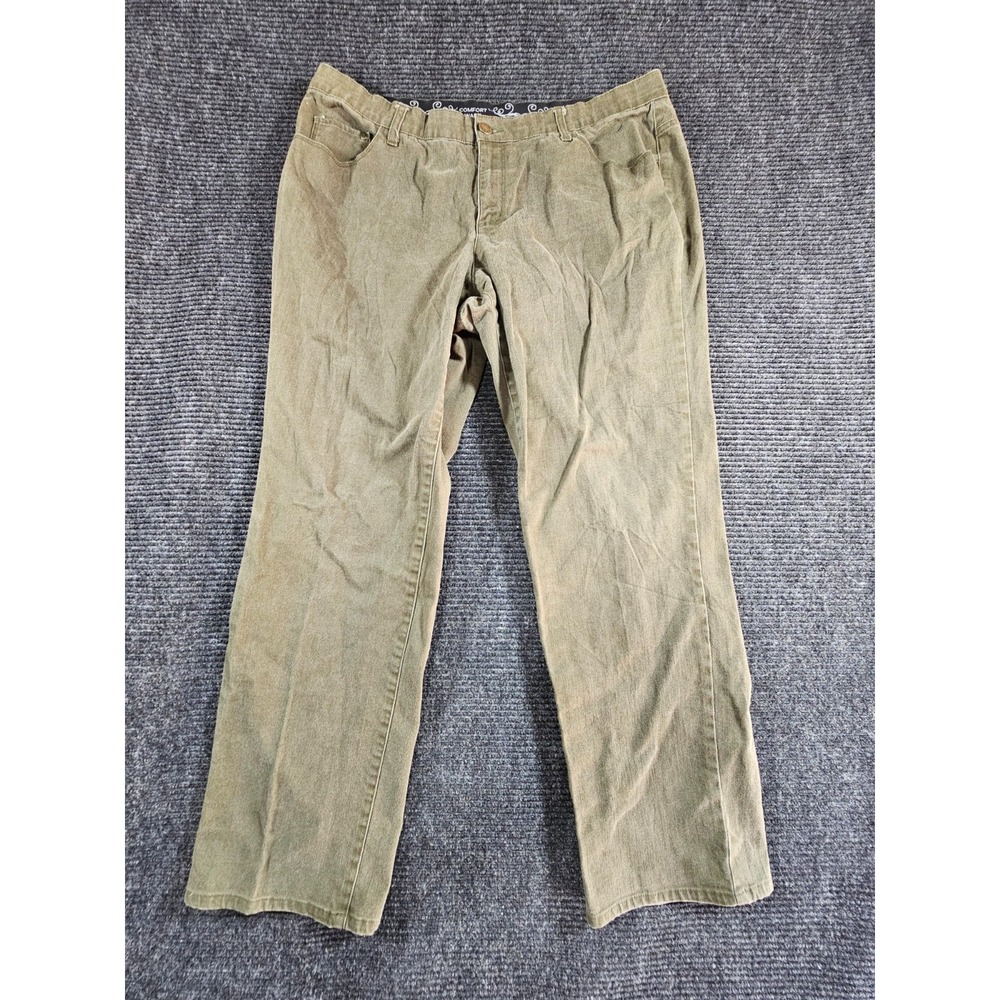 CJ Banks Jeans Womens 18W Olive Green Comfortable Casual Wear Straight Leg